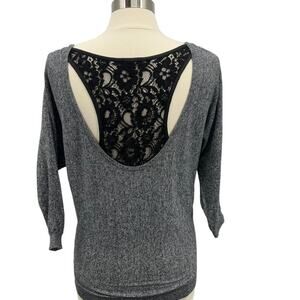 Express Grey Sweater w Black Lace Back